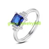 S925 Silver Design Girl Jewelry Trendy 2024 Colorful Emerald Cut London Blue Topaz Gemstone Crystal Ring