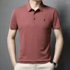 Camisas de camisetas masculinas de verão de seda de alta qualidade de mangas curtas de manga curta