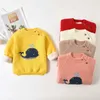 Uppsättningar varma barntröja Baby Boys and Girls Winter Clothing Cartoon Whale Design dragkedja Toddler O-Neck Velvet Q240508