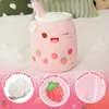 26-38cm LED Light Milk Tea Doll Plush Toy Green Pink Soft Cute Throw Pillows Strawberry Stuffed Animals for Girls Birthday Gift 240507