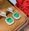 Boucles d'oreilles en peluche lr bijoux solides 18k or nature verte émeraude 4.12ct Gemstones diamants diamants drop féminin pour les femmes fine