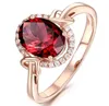 18K Rose Gold Red Crystal Anneaux pour les femmes Femme Ruby Gemstone Engagement Zircon Diamond Fashion Party Bijoux Christmas Gift7459109