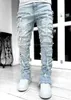 Jeans masculin Homeproduct Centerfashion Mens Jeansretro Wash Blue Elastic serré JeanSopen Front Q240509