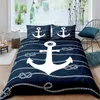 Literie sets marins literie ancre océan décoration baisse de couette sailor pirate capitaine océan aventure lit couverture de lit enfant navire bleu marine j240507