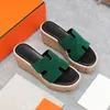 Designer Women Sandals Fashionable Flat Heel White Black H Slippers Rubber Anti slip outsole Summer Simple Versatile Beach Shoes 35-40 with Box