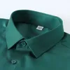 Herrklänningskjortor Mens Silk Touch Semi-formell långärmad klänningskjorta utan Pocket Standard-passform Free Shirts For Business Activity D240427