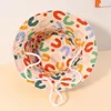 Bérets pour enfants double face chapeau de seau avec chaîne mignon lettre brodée garçons filles pêcheur panama casquette d'été