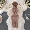 Casual Dresses Designer Knitted Dress For Women 2024 Off Shoulder Sleeveless Wrapped Solid Color Screw Thread Vestidos Summer Dropship
