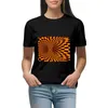 Frauen Polos Orange Trippy Optical Illusion T-Shirt Bluse Kawaii Kleidung Sommertimen Frauen Frauen