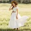 Kız Elbiseler 2024 Beyaz Çiçek Düğün Nedime Giyim Çocuk Çiçek Dantel Cltton Prenses Akşam Partisi Bohemia Vestidos 3-8y