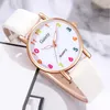 Wristwatches Gaiety 5PCS/Set Women White Wristwatch Casual Round Pointer Quartz Watch Simulation Pu Leather Jewelry Set Gift For Her