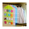 Storage Boxes Bins Portable 16 Grid Closet Mti-Role Hanging Bag Socks Bra Underwear Rack Hanger Organizer Box Wall-Mount Drop Deli Dhvhp