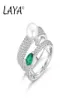Laya 925 Sterling Silber Cluster Ring für Frauen Doppelte Linie Hochwertig Zirkon natürlicher Süßwasserperlgrün Nano Hochzeitsfeier 1182490