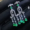 Dangle Ohrringe natürliche echte Emerald Luxus -Drop -Ohrring 0,25ct 6pcs 0,15ct 2pcs Edelstein 925 Sterling Silber Fine Jewelry J23887