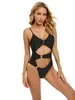 Swimwear Women's Color Couleur de maillot de bain une pièce sexy Femme 2024 Black High Waited Hollow Out Bikini pour les ressorts et les vacances à la plage