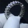 choucong Eternity Ring Princess cut Diamond 925 Sterling Silver Engagement Wedding Band Rings for women men Jewelry 203Q