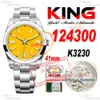 124300 K3230 Automatic Herren Watch King 41 mm poliertes Lünette gelbe Stock Zifferblatt 904L Stahlhülle und Armband Super Edition gleiche Serienkarte Reloj Hombre reinzeit PTRX