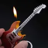 Creative Guitar Model Refillable Gas Unfilled Lighter With Key Chain For Christmas Gift