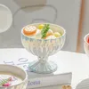 PEALESCENT Geleidelijke kleur keramische ijs beker licht luxe hoog fruitsalade dessert kom Europese eenvoudige yoghurtbekers lepel set 240508