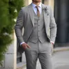Brand Classic Men Suit 3 Peças Fashion Slim Fit Blazer Vest Pants Definir smoking de casamento comercial para roupas casuais 240507