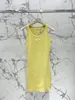 Designerklänning 24 Early Spring Classic Letter Round Neck Short Sleeved Organza Patchwork Bottom Vest Dress for Women's Summer Dress