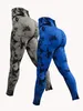 2-piece sexy tie dye pants seamless high waist push ups womens tight fitting fitness exercise legs gym clothing 240428