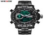 Weide Mens Military Chronograph Alarm Automatic Date Clock Black Metal Case Bracelet Bracelet Sport Model Relogio Wrist Wrists4636299