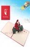 Cartes de vœux Christmas Threedimensional Carte Santa Claus Motorcycle fait à la main 3D Papier de sculpture de personnalisation A R L2J96918829