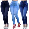 Pantalon féminin Capris Spring and Automne Womens High Womens Womens Button Button Femme Slim Fit Jeans élastiques Plus taille Denim Blue Terre Pantl2405