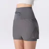 Al Yoga Shorts High-Rise Quick Dry Hip-Lift Drawcords Sports Short Pants Honkbal Tennis Fitness Running Women's New Comtical Dance Pants met verborgen binnenzakken