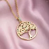 Pendant Necklaces Fashion Party Luxury Gold Plated Micro-inlaid Zircon Tree Life Necklace For Women Jewelry Gift