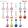 Z7QQ Pierścienie pępka 5/10/12/16pc/zestaw Śliczny Dangle Belly Ring Pack 14G Puszczenie Kiełki Seksowne pierścień brzucha Pierścień Pierścień Pierścień Binegy D240509