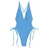 Dames zwemkleding bikini 2024 vrouwen één stuk monokini zwempak sexy diep v-neck kruisband badpak Hawaiian Beachwear Traje de Bano