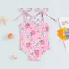 One-Pieces Bandage Girls Infant Swimsuit 2024 Floral Print Baby Girls 1Piece Swimwear Beach Wear Monokini H240508