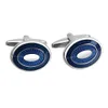 Couet Links Savoyshi Dernières Blue Enamel Mens Cufflinks Brand Couffe de manchette ovale Cadeaux Business Gifts Free Personnalisation Nom Q240508