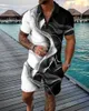Sommertrend 3D Print Mens Tracksuit Set Casual Reißverschluss Polo -Shirt und Shorts 2pcs Sets Fashion Boho Geometrische Mann Kleidung 240430