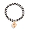 Hänge halsband söta coola Instagram -stil svart kristallhjärtaformad halsband Kvinnors enkla långa handgjorda tillbehör