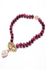 Guaiguai sieraden natuurlijke gladde ronde ronde fuchsia tijger oog ketting kubieke zirkonia cz pave roze keshi parel hanger voor vrouwen7909540