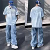 Herenbroek Houzhou y2k heren vrachtbroek hiphop harajuku parachute vrachtheren blauw Japan