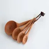 Zakka Beech Wood Style 4pcs / Set Spoons Set Kitchen Cook Thé Mesurer l'outil de cuisson en bois de la cuillère en