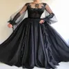 2019 Black Gothic Wedding Dresses With Long Sleeves Ball Gown Non White Black Bridal Gowns For Non Traditional Wedding Custom Made 206F