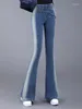 Pantalones de contrabando azules de jeans para mujeres Fit Slim Fit Slimming 2024 Autumn e Invierno Retro pantalones All-Matching