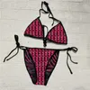 Kadın mayo bikinis seksi tanga mektubu mayo lüks plaj giyim tasarımcıları iç çamaşırı bikini iki parça set