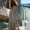 Skirts High Waist Skirt Vintage Retro Printed Maxi For Women A-line Streetwear Long With Wide Elastic Waistband