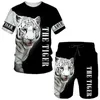 Tracksuits masculin 3D Imprimé animal tigre Tiger t-shirts shorts de sets pour hommes.