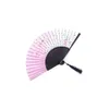 Produkte im chinesischen Stil Seiden Blumen gedruckt Faltlüfter Chinesisch Stil Vintage Muster Quasten Pendellanhand gehaltener Fan Dance Party Ornamente Home Decor