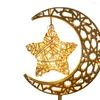 Tischlampen LED Night Light Metal Stern Mond Batteriebedienete Eid Mubarak Schlafzimmer Ramadan Dekoration
