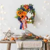 Decoratieve bloemen Zonnebloem krans Thanksgiving Day Pompoen slinger voor voordeur kleurrijke herfst kransen indoor buiten schattig