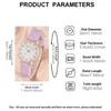 Armbanduhr Frauen Mode -Ledergürtel Uhren falsche Nagel Tabletten Set Quarz lila Verbesserung Kleid Uhr