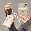 COSE TELEFOONE CASE CAMELLIA Wallethouder Geurige wind Weaving Patroon Pearl -kettingriem Telefoonhoes voor iPhone 15 14 13 12 11 Pro Max XS XR Geschenk J240509